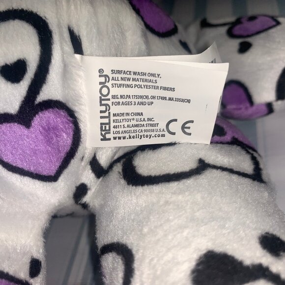Kellytoy Heart Print Valentines Day Plush Purple Hearts Stuffed Animal Toy - Picture 6 of 6